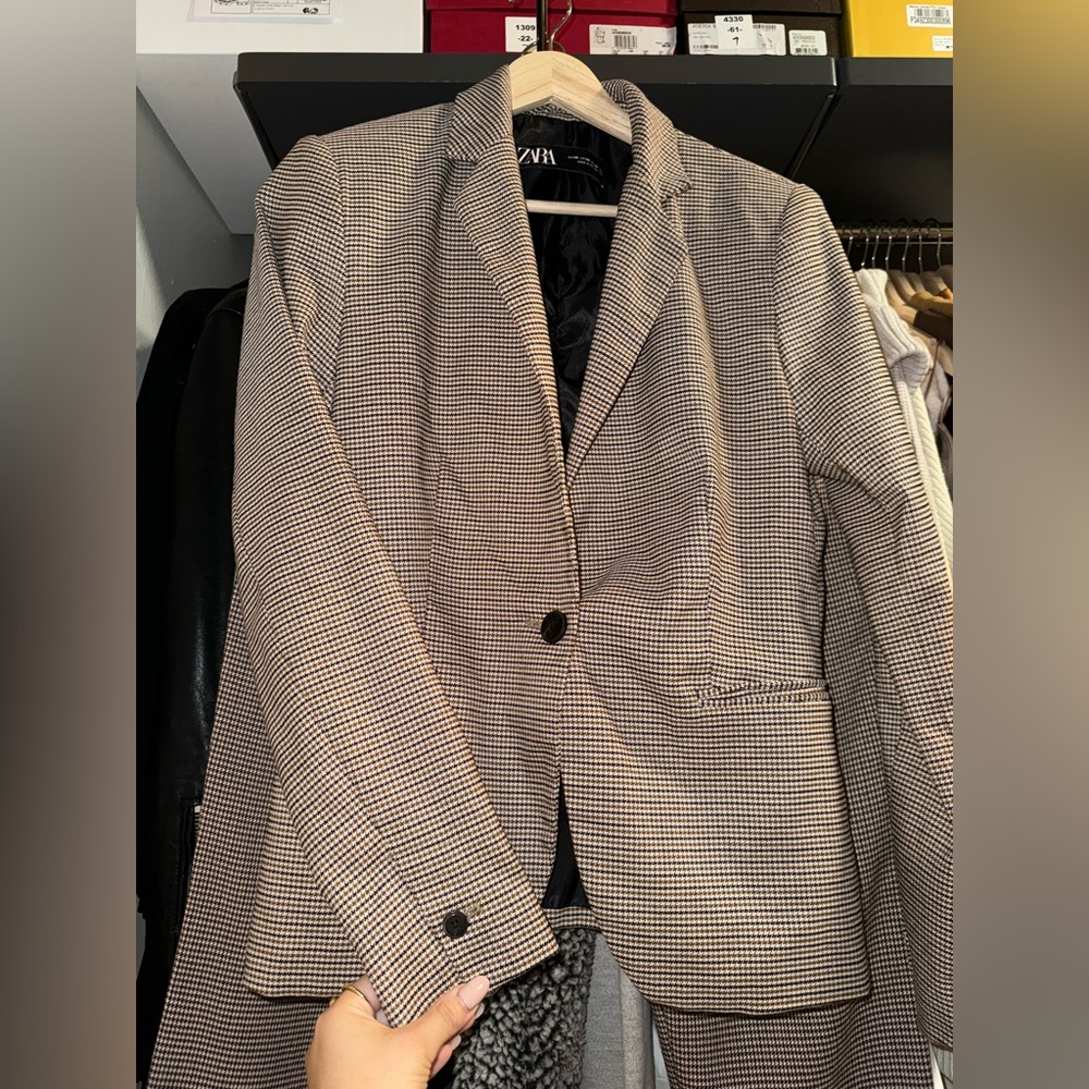 Zara houndstooth heavy blend two piece suit